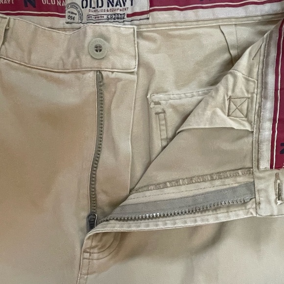 Old Navy Flat Front Straight Leg Khaki Chino Pant Light Tan Vintage Size 33x30 - Picture 7 of 9